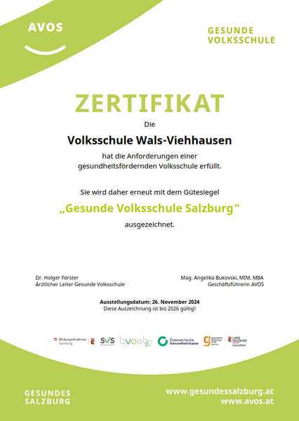 vs viehhausen zertifikat gesunde volksschule